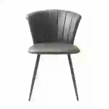 Grey Vegan Leather Retro Style Dining Chair - Set Of 2